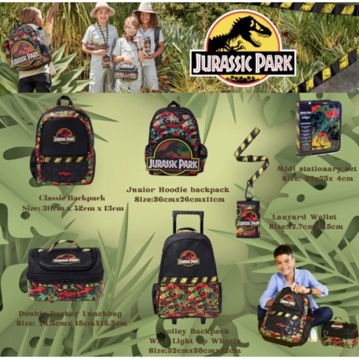 TERBARU SMIGGLE JURASSIC PARK SERIES ransel/tas makan/troly/dompet