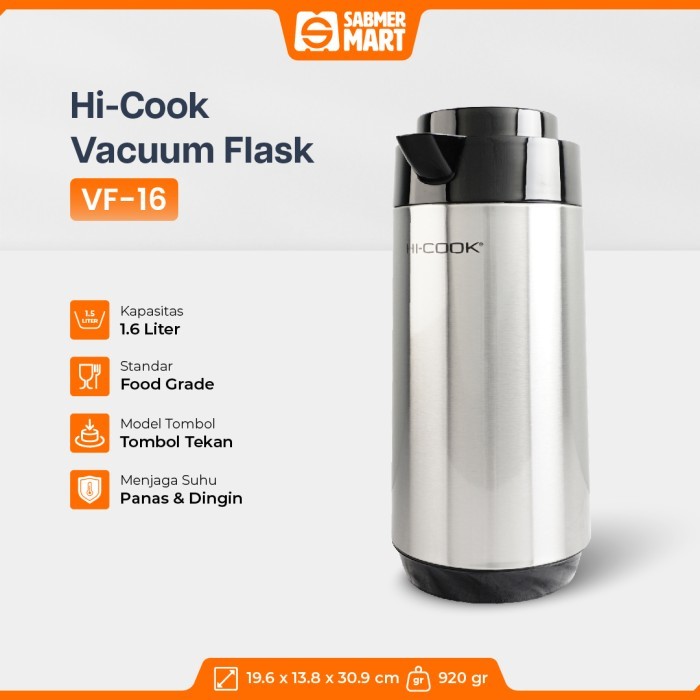 Termos Air Panas / Termos Pencet Mini Stainless Steel 1,6 L / Termos Vakum Hi-Cook Vf-16 Boom Sale