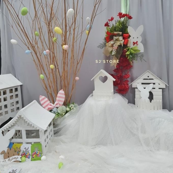 

Sale! Aksesoris hiasan meja paskah rumah putih easter bunny