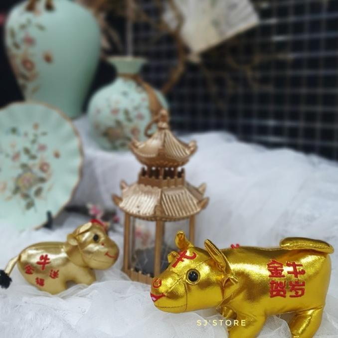 

Sale! Hiasan meja imlek boneka kerbau emas