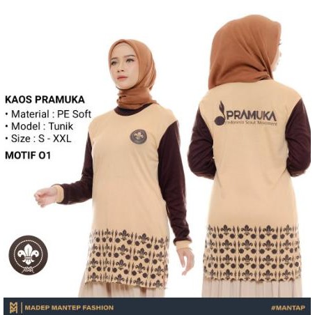 Kaos Pramuka Tunik Lengan Panjang Terbaru Kaos Pramuka Kegiatan Pramuka Coklat - Kaos Pramuka Tunik