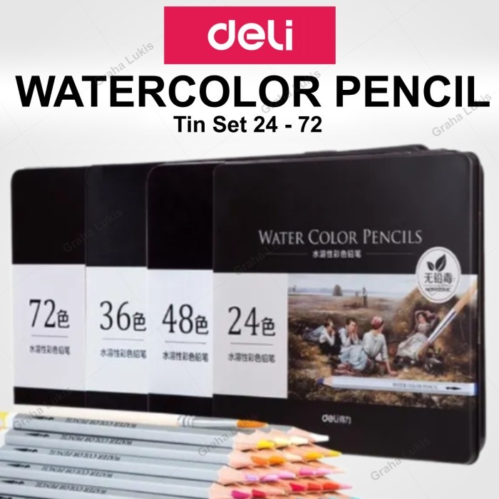 

Deli Pensil Warna Cat Air / Watercolor Pencil - 72/48/36/24 Warna