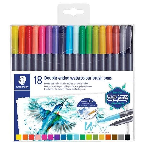 

SET 18 WARNA SPIDOL STAEDTLER DOUBLE ENDED WATERCOLOUR BRUSH PENS