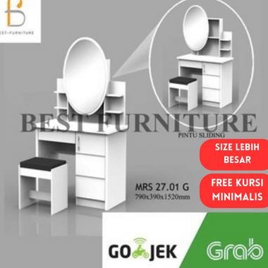 Meja Rias Sliding LED Meja rias Kaca Putih Minimalis