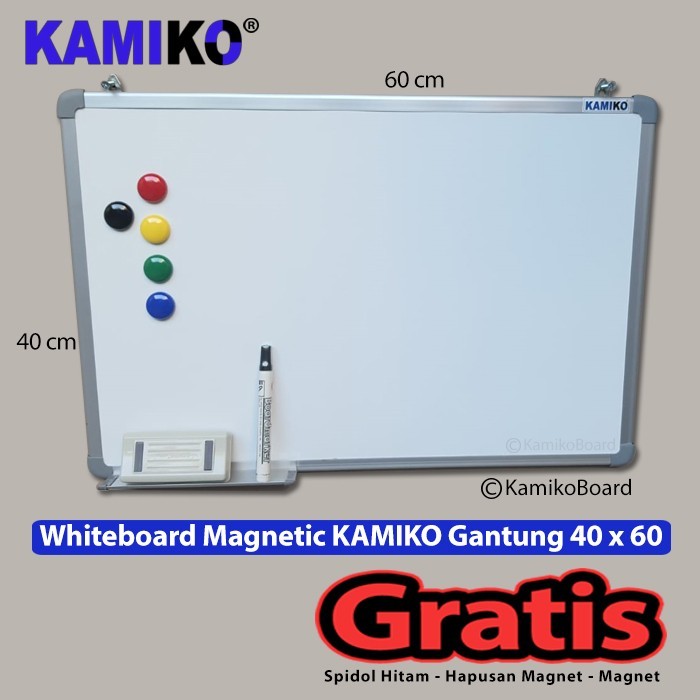 

HOT SALE! Whiteboard Kamiko 40 x 60 cm Gantung - Spidol Hitam - Magnet - Hapusan
