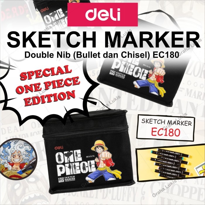 

Deli Sketch Marker / Spidol Sketsa One Piece Double Dual Tip 30 60 80