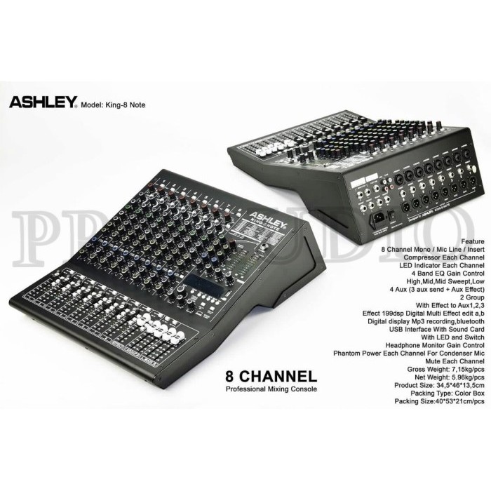 Mixer Audio Ashley 8 Channel King8 Note / King 8 Note Original Bt Usb