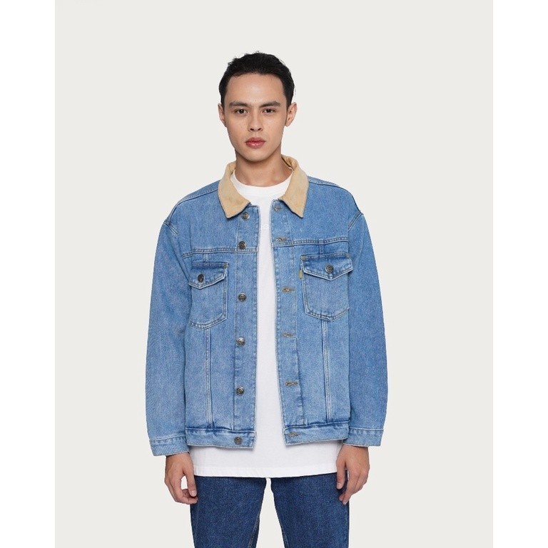 Erigo Denim Jacket Corduroy Collar Bunkyo Light Blue Unisex