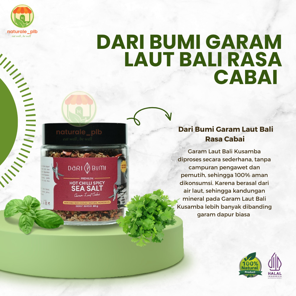

Naturale | Dari Bumi Garam Laut Bali Rasa Cabai Hot Chilli Spicy Sea Salt 60gr