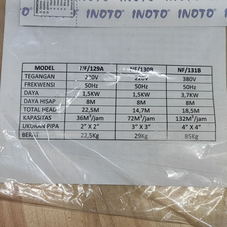 INOTO NF 129 A pompa air sentrifugal 2hp 2" centrifugal NF/129A