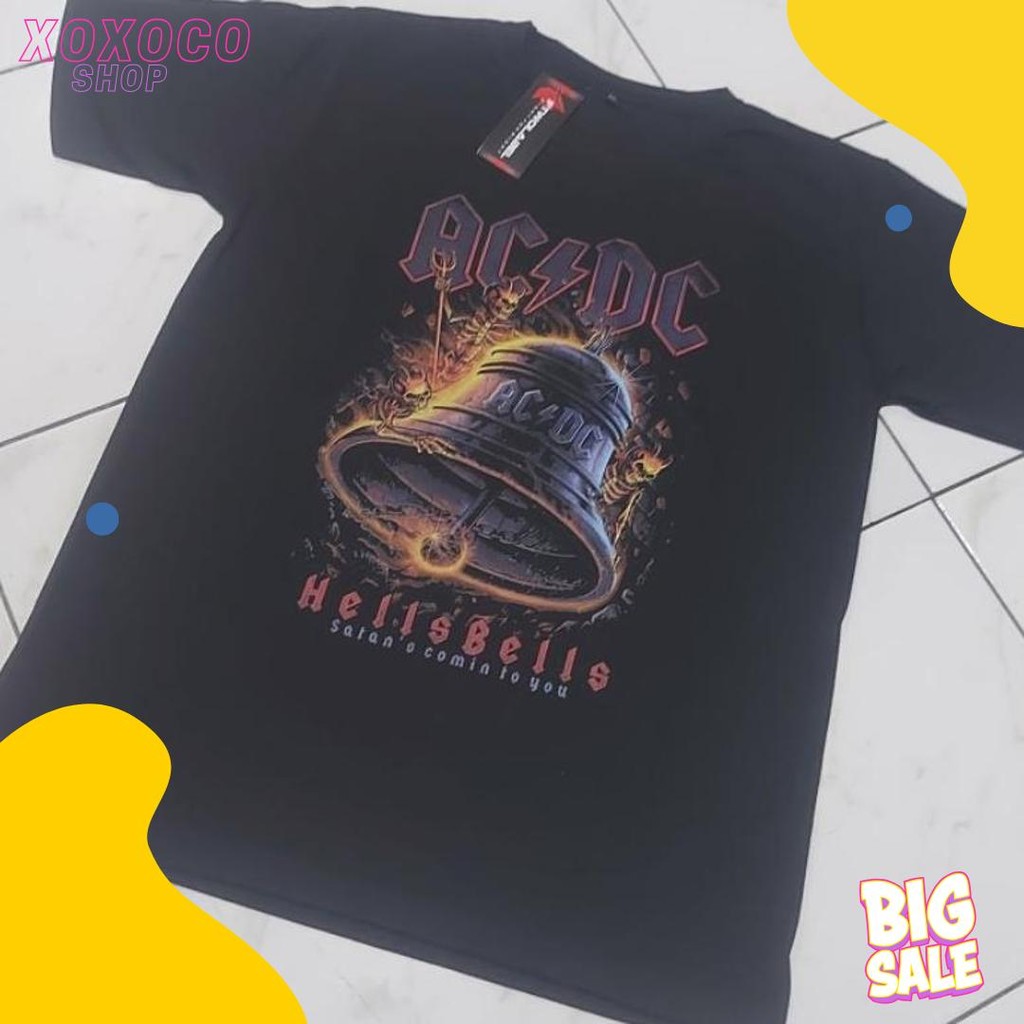Kaos Metal Acdc - Hells Bells Tshirt Band  Baju Premium Pria Wanita