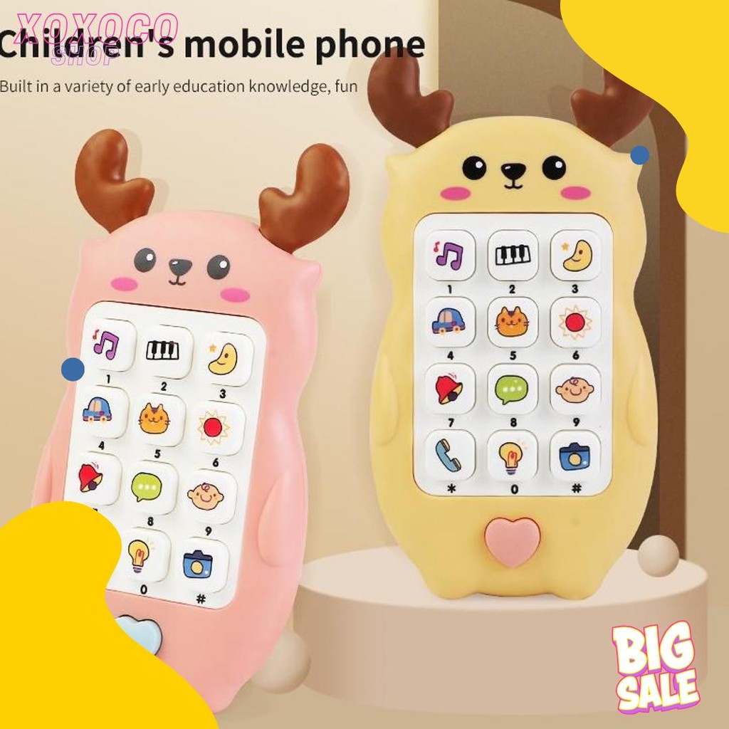 Mainan Musik Handphone Telepon Hp Teether Edukasi Anak Bayi Laki Laki Perempuan Bunyi Lampu