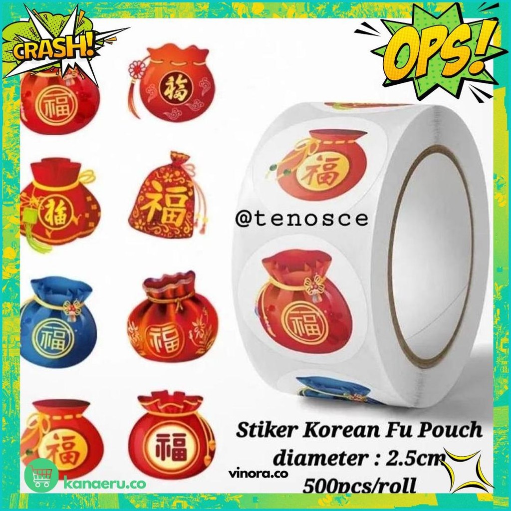 

50Pcs Atau 500Pcs/Roll Sticker Stiker Fu Hok 2,5Cm 3,8Cm Label Kemas Dekorasi Kotak Kue Toples Hampers Imlek Sincia Konien Chun Spring Diskon