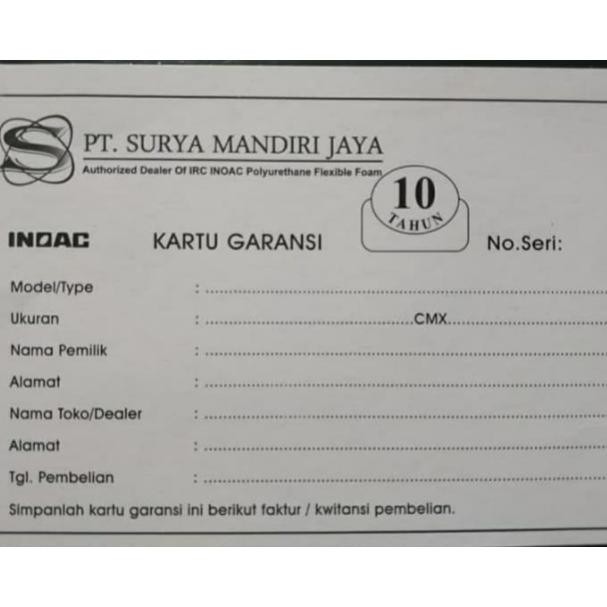 KASUR LIPAT INOAC YUKATA ORIGINAL JAPAN 200 x 90 x 10 GARANSI 10 TAHUN