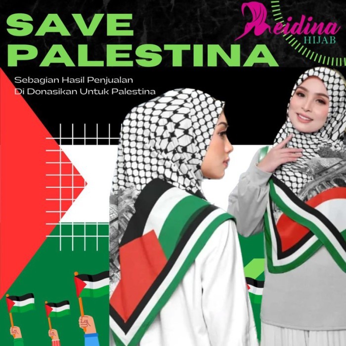 PROMO Termurah Atribut Palestina Jilbab Palestina Segi Empat Motif Palestina