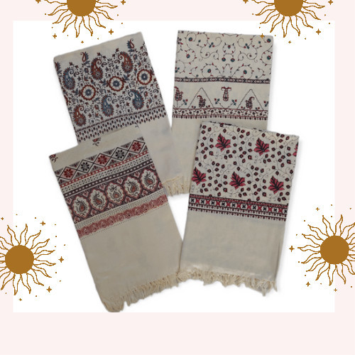 TERLARIS Sorban Kashmiri Print Motif Bordir Cream / Sorban Sablon Cream