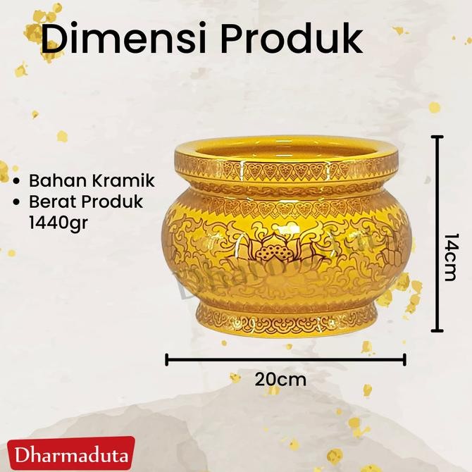 ((((()paling dicari] Hiolo Tempat Bakar Wadah Hio Dupa Stik Kuning Yellow Keramik