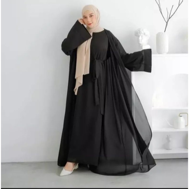 Lebaran Outer Abaya Ceruti Baju Wanita Muslim Lengan Panjang By Riyad Fashion