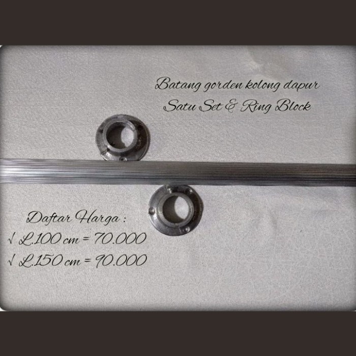 Ready Stock Batang Rel Gorden Minimalis/ Besi Kolong Dapur Satu Set Ring Block