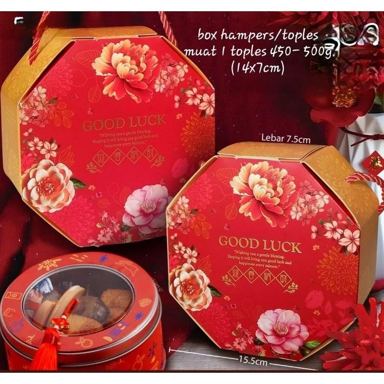 

BR - 1 Pack (4 pcs) Dus Imlek Box CNY Hampers Hexagon / Dus Toples Imlek (untuk 1 toples) TERLARIS