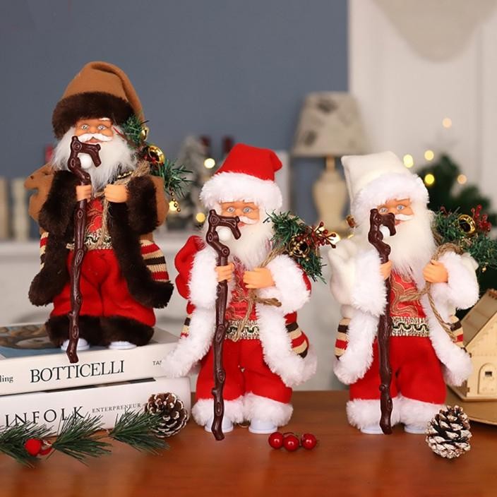 rania boneka santa elektrik gerak lampu musik 30cm belt ukir boneka santa claus boneka natal boneka 