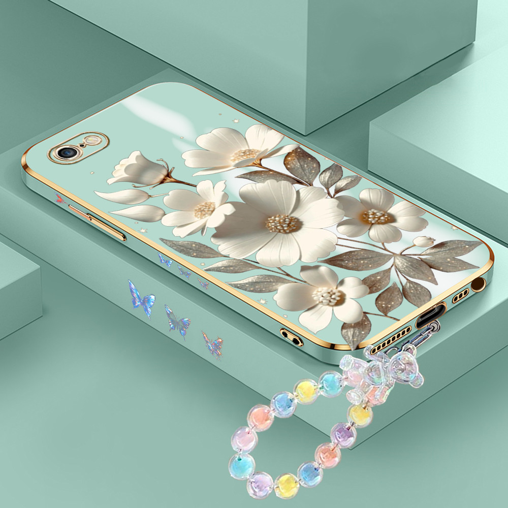 [Pengiriman Jakarta] Apple iPhone 6 6s 7 8 plus SE 2020 2022 X XR  XS Max Casing Ponsel Bunga Putih 