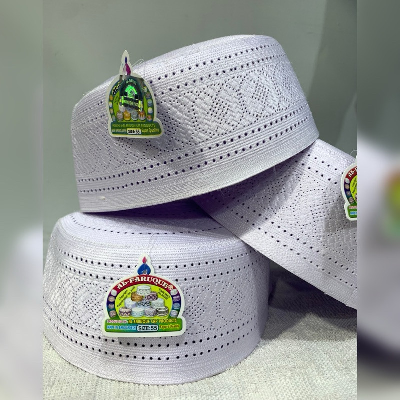 Terbaru {Grosir} Kopiah Putih Al-Faruque Original Bangladesh ~ Peci Lobe Bangladesh Original Import
