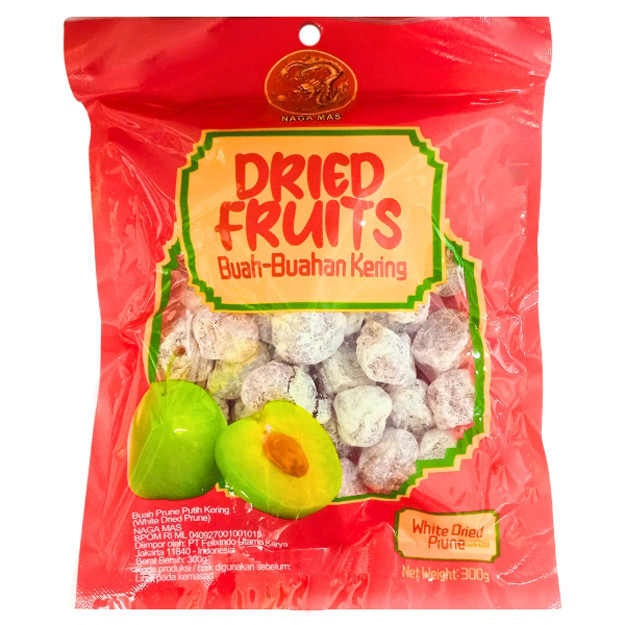 

S23042 NAGA MAS DRIED FRUITS WHITE PRUNE MANISAN IMLEK 300GR MAJU BERSAMA