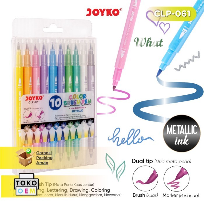 

TERBARU JOYKO METALLIC COLOR BRUSH PEN PENA KUAS WARNA DUAL TIP CLP-061 HOT SALE!