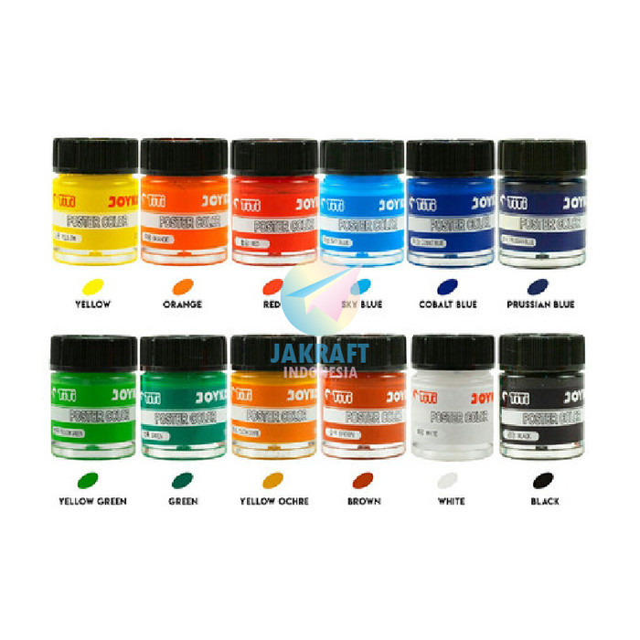 

New..!! Cat Lukis Poster Set 12 Warna Joyko Poc-10Ml-12 Paint Color Botol
