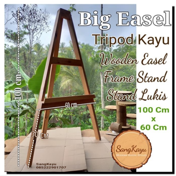 

Terbaru..!! Wooden Easel 60X100 Frame Stand Kayu Tripod Canvas Stand Lukisan