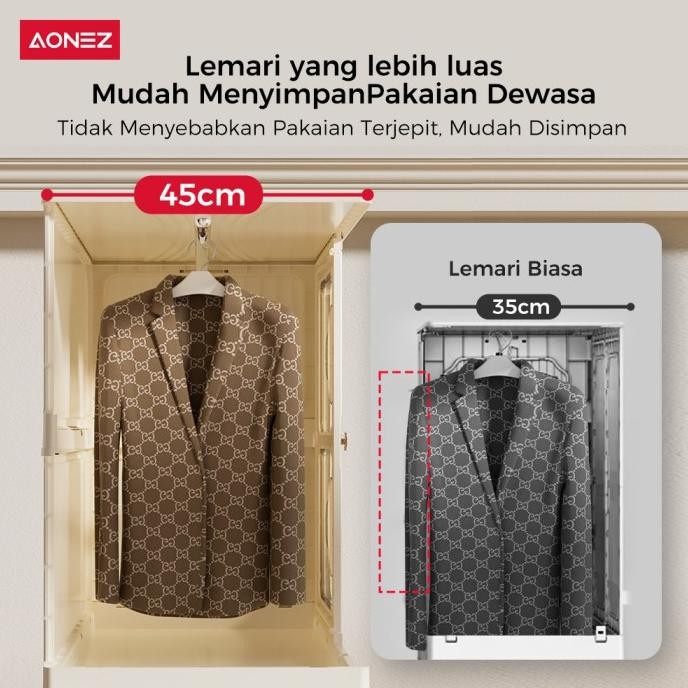 AONEZ Lemari Pakaian Plastik Susun Putih Minimalis Lemari Baju 3 lemari lipat + 1 lemari pakaian GT