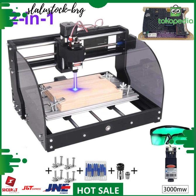 Mesin Laser Grafir Mini Engraver Printer Ukir Kayu MDF Batu 3000 mW