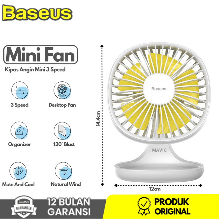 Fakhirishope Mini Fan Portable Baseus Pudding Shaped Kipas Angin Mini Meja Usb