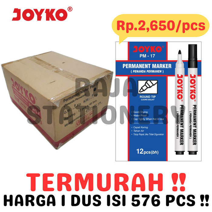 

Joyko Permanent Marker Black Blue Spidol Permanen Hitam Joyko [Dus]
