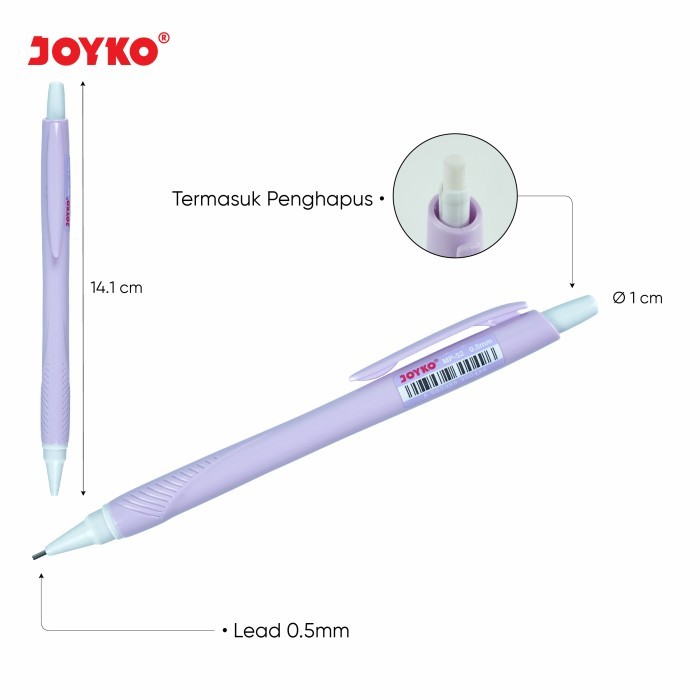 

Joyko Mechanical Pencil 0.5Mm / Pensil Mekanik 0.5 Joyko Mp-52