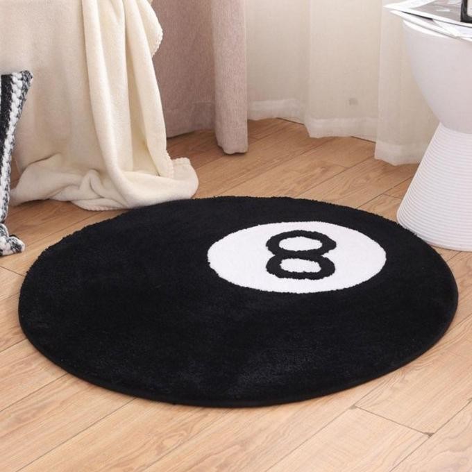 Terlaris Karpet Lantai Bulu Bulat Motif Bola Billiard Nomor 8 Ruang Tamu Tidur Ready Stok