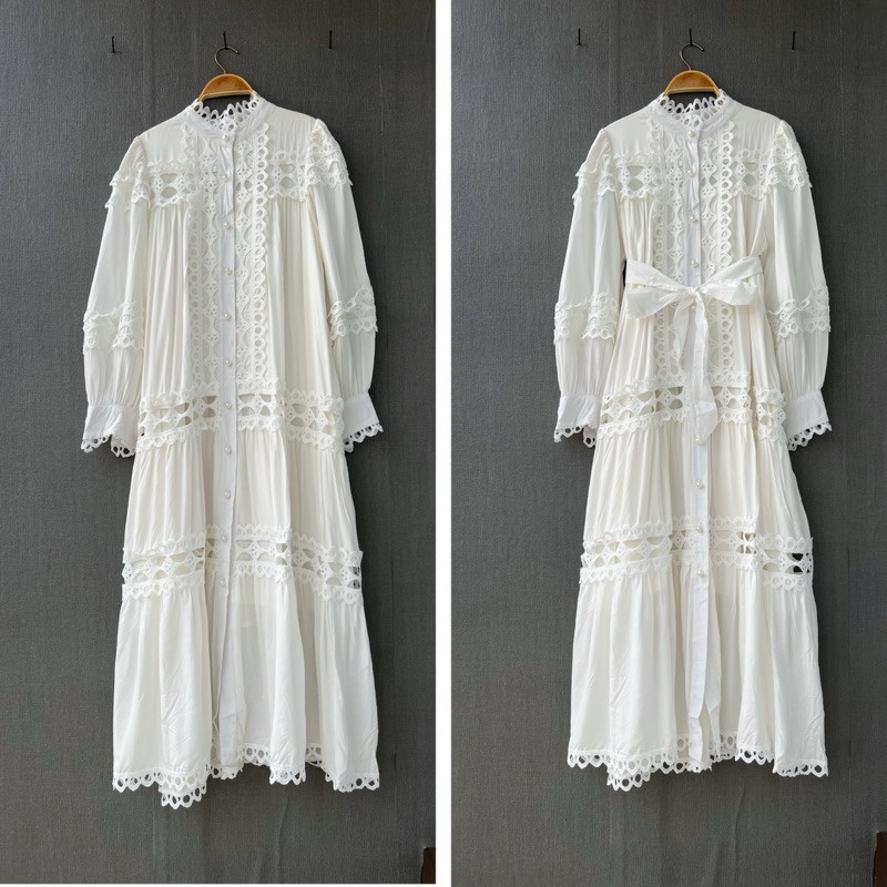 safrina dress, lafreya dress, gas putih, white maxi, dress katun bordir, gas eyelet, gas import