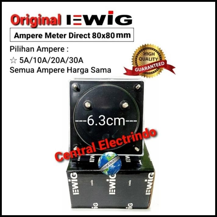 TERMURAH EWIG AMPERE METER ANALOG 80X80 5A~30A. 