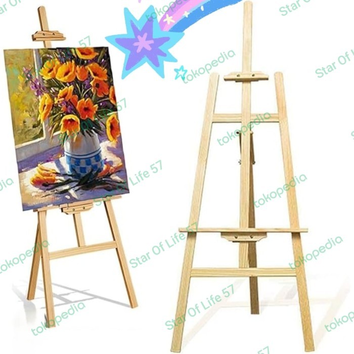 Easel Wooden Frame Foto Lukisan Lukis Stand Kayu
