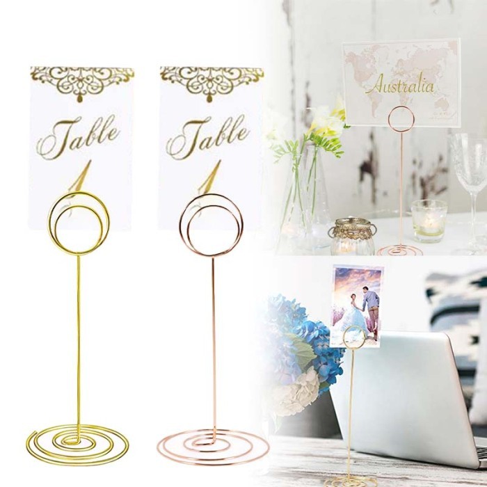 

10Pcs Standing Menu Display Stainless Tiang Nomor Meja Stand Card Holder Standing Price Tag-Restoran
