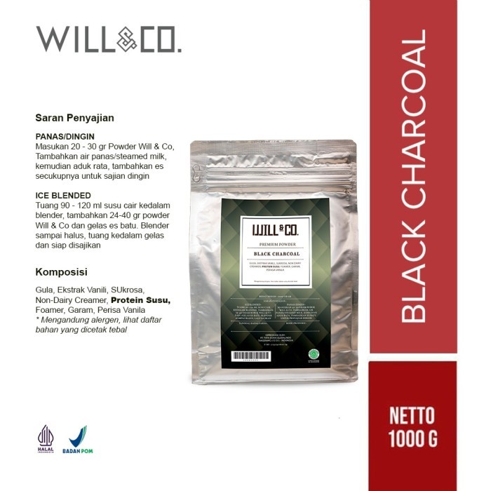 

Will&Co Premium Powder Rasa Black Charcoal 1Kg