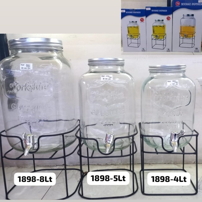DISPENSER KACA 5L/ DISPENSER JUS/ GLASS WATER JUG/ WATER TANK