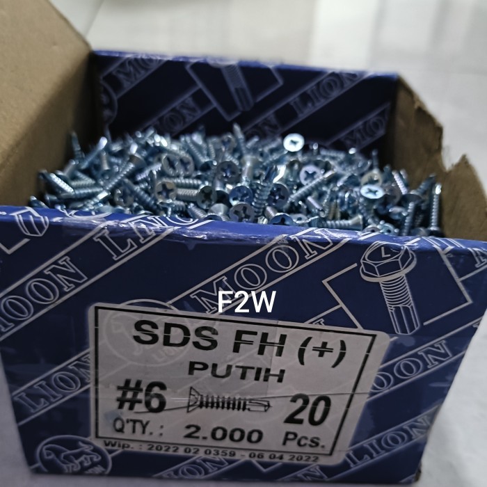 SEKRUP SDS FH (+) 6X20 MOON LION SKRUP ROOFING PUTIH SDS #6X20 6X3/4"