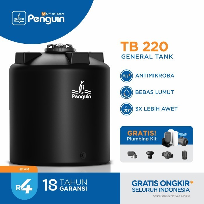Penguin Tangki | Toren | Tandon Air TB 220 2500 liter - Biru - Hitam