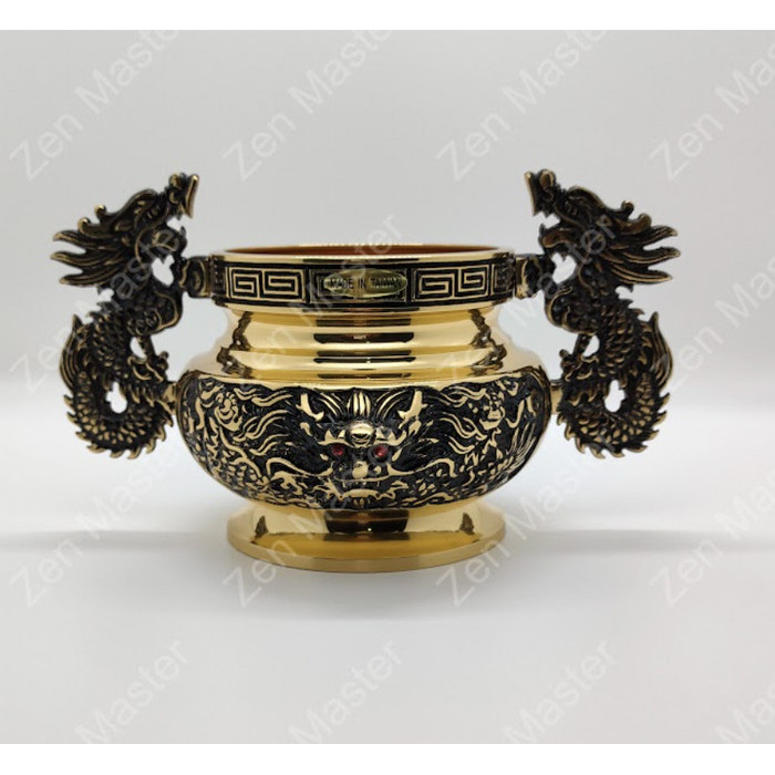 Hiolo Tempat Dupa Kuningan Taiwan Motif Naga Kuping