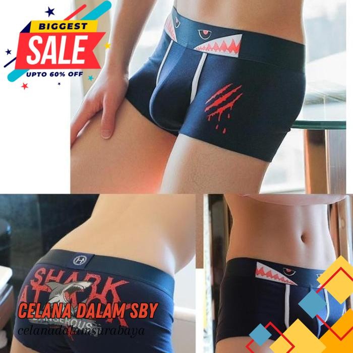 CELANA DALAM BOXER MEN BOXER TRUNK PRIA CELANA DALAM BOXER PRIA MOTIF HIU NAVY CN TERBAIK