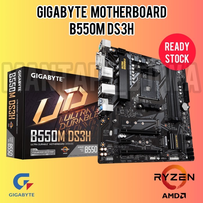 BISA GOSEND GIGABYTE MOTHERBOARD B550M DS3H AM4 SOCKET B550 CHIP TERMURAH
