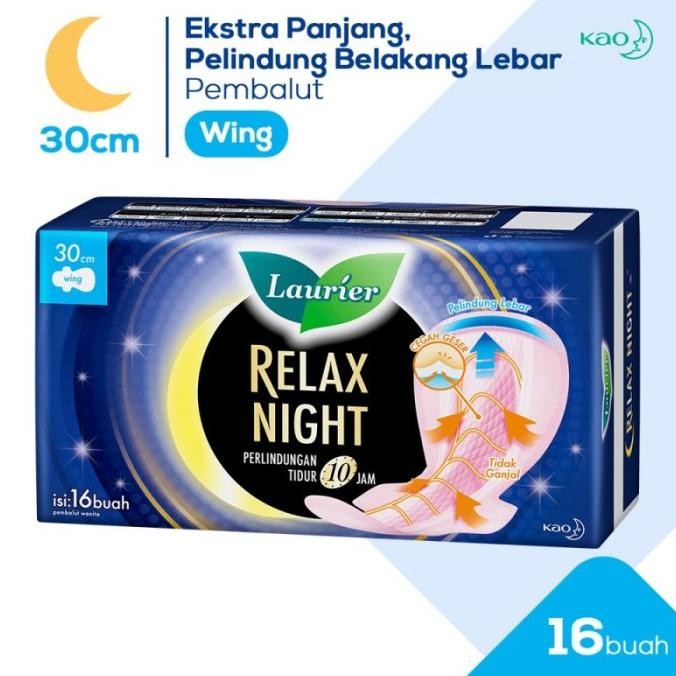 

diskon! pembalut malam laurier 30 cm wings isi 16 pads anti bocor