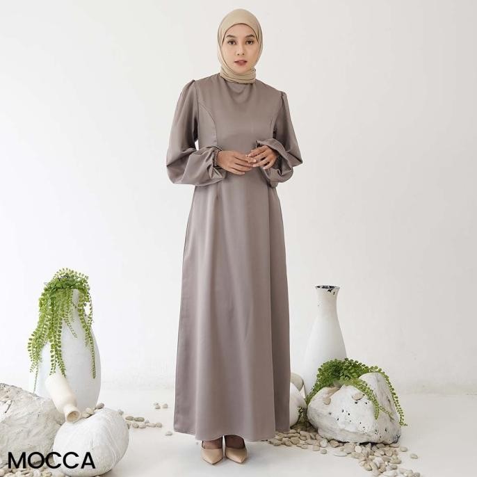 JH Dress satin zalwa l baju muslim gamis satin polos wanita